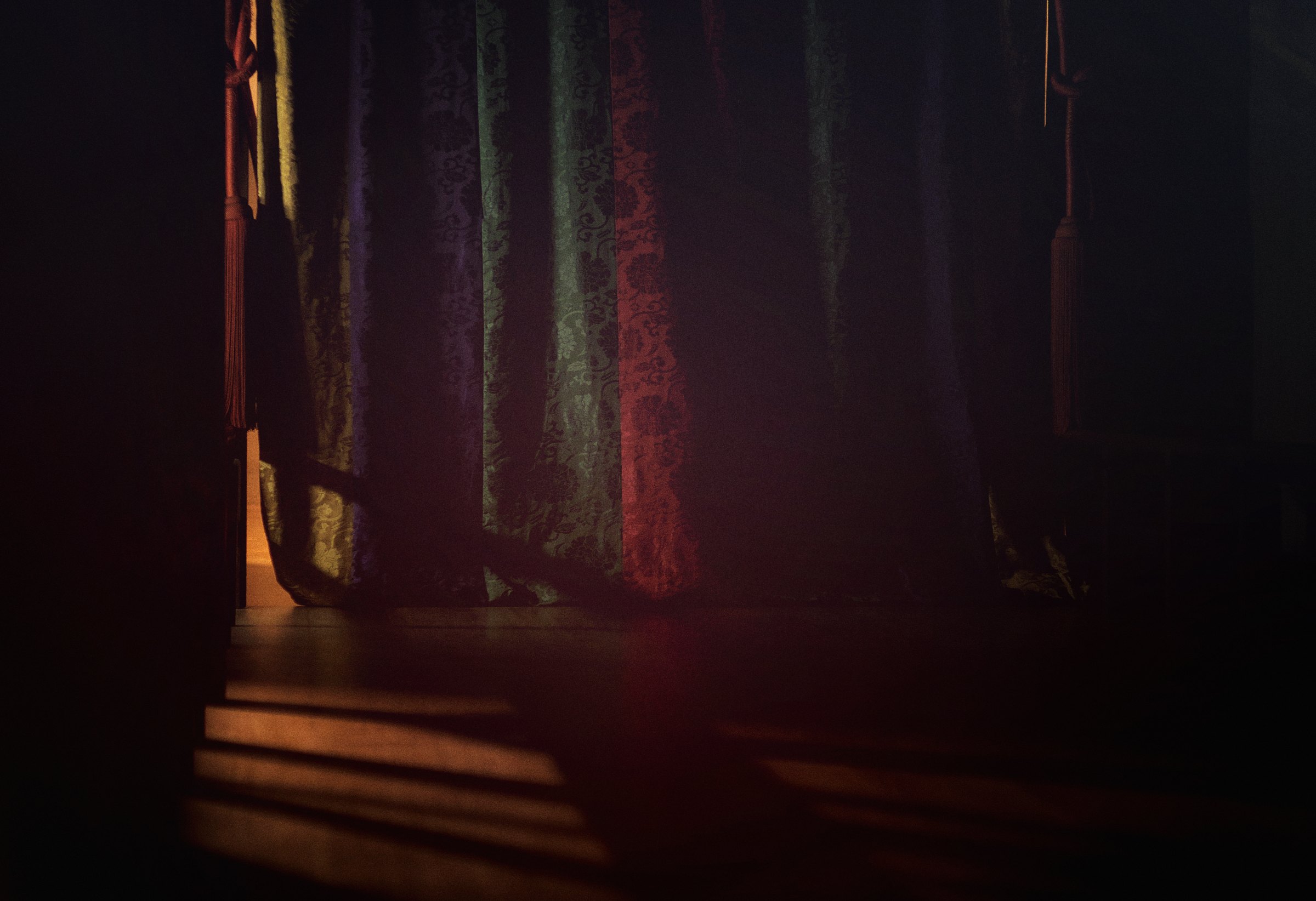 Inverted World — opening curtain and threshold, photograph by Ken Murakami